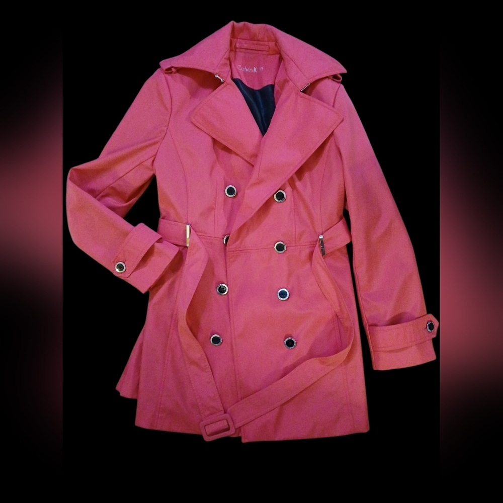 CALVIN KLEIN Trench Coat.  Womens.  Hot Pink.  Tags removed. Fits like a medium